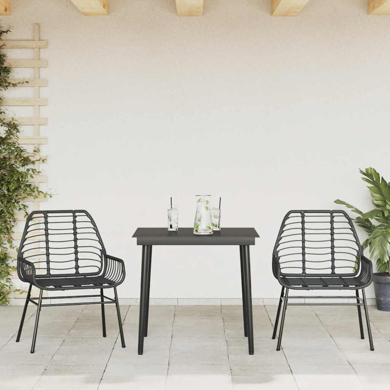 Garden Dining Set Brown And Black, 2, Black