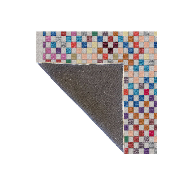 Multicolor Geometric Pattern Modern Machine Washable Decorative Rug, Rectangle 4'7" x 6'7" Rug Pad Included