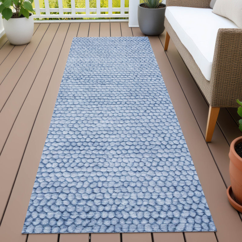 Tapis intérieur / extérieur lavable à la machine Chantille ACN2719, Bleu, Tapis de couloir 2 pi 3 po x 7 pi 6 po