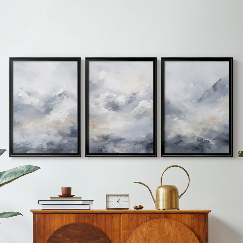 LANDSCAPES Series CCXXXVII - Toile tendue avec châssis sur mesure - 3 pièces, H 21 po x l 30 po, Noir