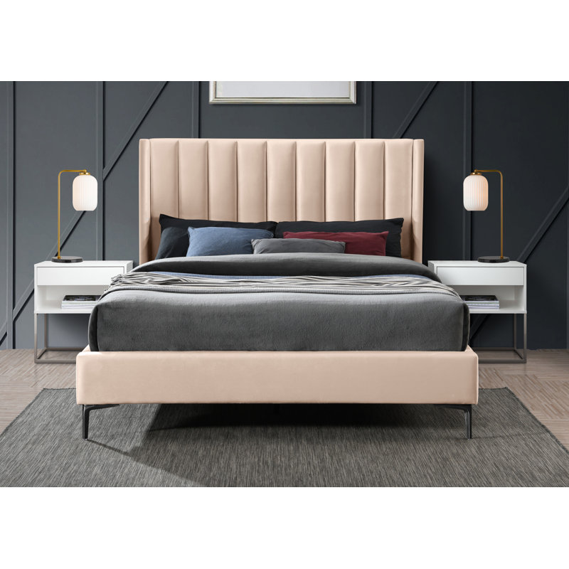 Nadia Velvet Bed, Full, Pink Velvet