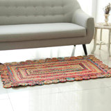 Tapis beige/brun poils longs géométrique fait main Ruddock