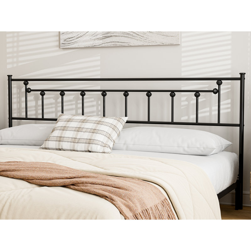 Metal Headboard - Adjustable Height - Only For Bedroom, Rustic Farmhouse Style, Attach Frame, Black, King