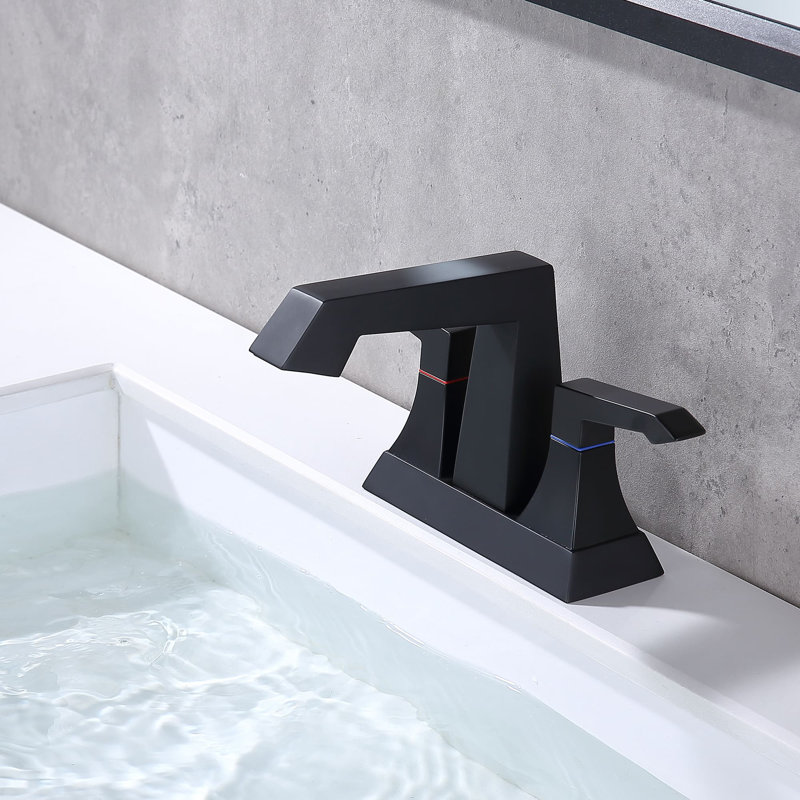 Centerset 2-handle Bathroom Faucet with Drain Assembly, Matte Black