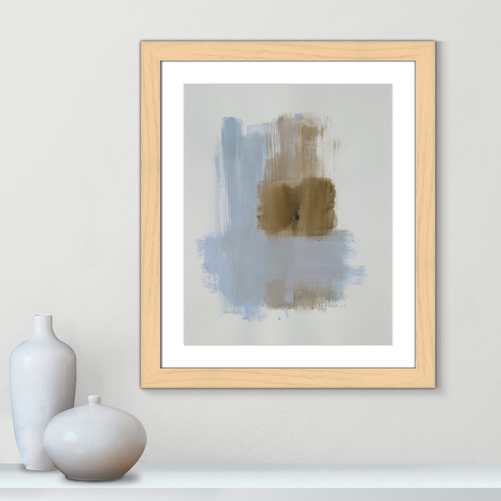 Esmeray "Powder Room Wash IV" Print, 27" H x 23" W x 1.25" D, Natural Cube Frame Matted