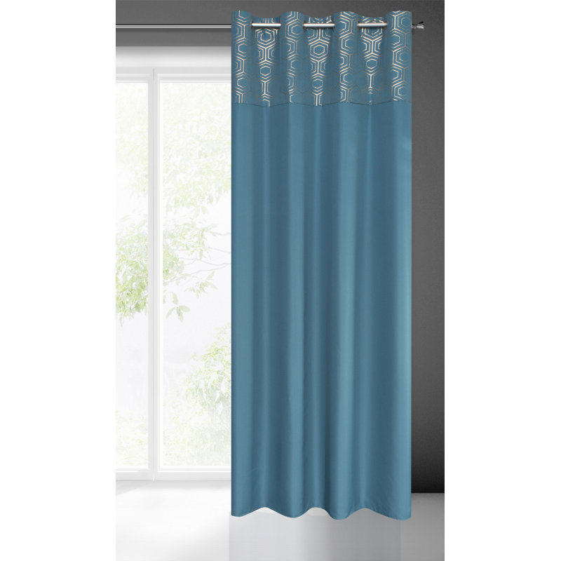 Tarren Eyelet Semi Sheer Single Curtain, Blue, 140 W x 250 D cm