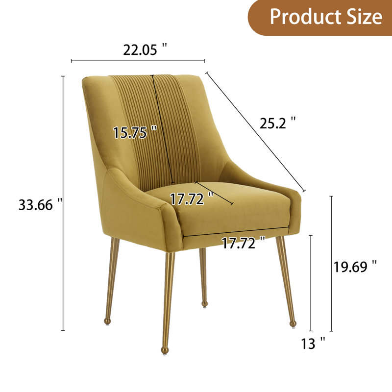 13'' H Velvet Upholstered Side Chair, Green