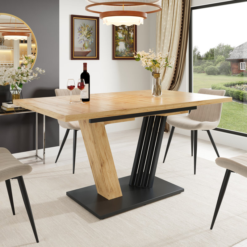 Extendable Metal Base Dining Table
