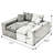 Green&White Turtle Velvet Double Chaise Lounge Multifunctional Lazy Sofa-843493919