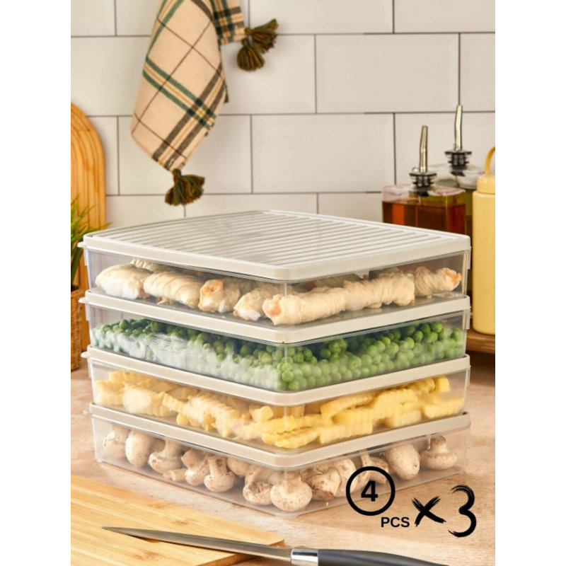 Ensemble de boîte de rangement (12 pièces), Crème, crème