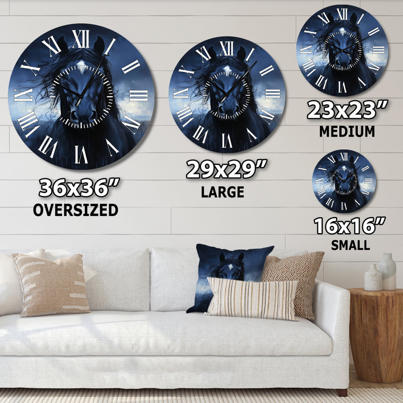 Horloge murale Midnight Stallion - Boho, Surdimensionné