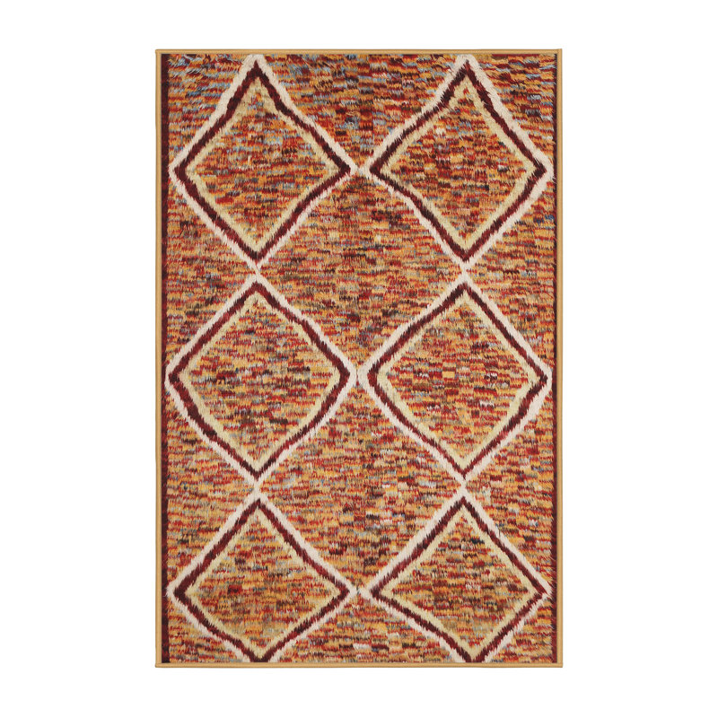 Tapis de zone rouge/brun contemporain, Rectangle 5 pi x 7 pi