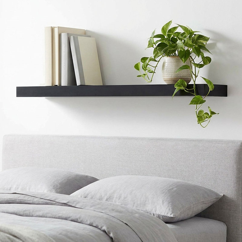 Bovina Floating Shelf, Black, 2" H x 48" W x 9.25" D