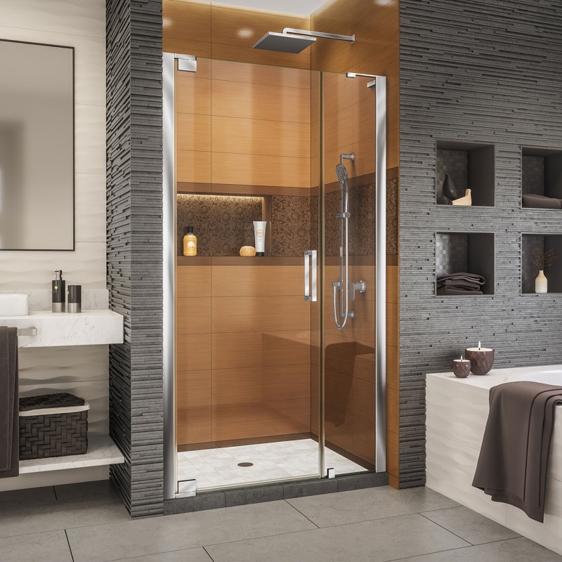 DreamLine Elegance-LS 45 3/4 - 47 3/4 inch W x 72 inch H Frameless Pivot Shower Door in Chrome, Chrome, 47.75"