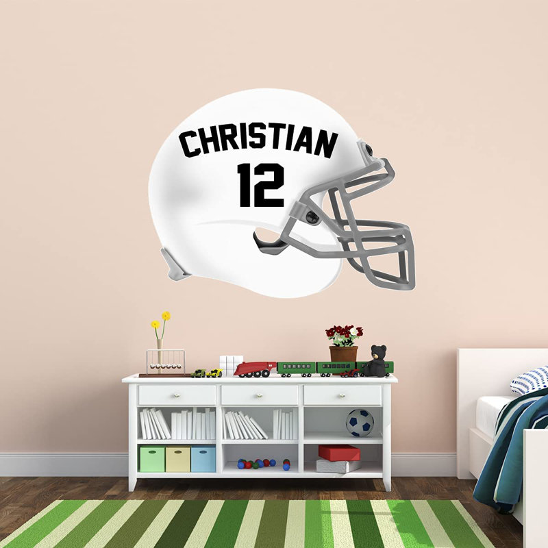 Adhésif mural casque de football, H 18 po x l 22 po, Blanc