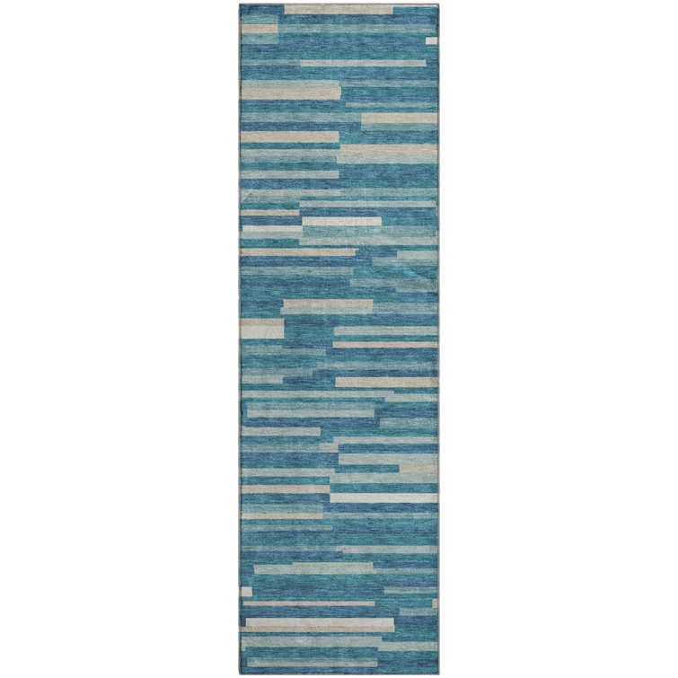 Premium Machine Washable Prisco Teal Rug