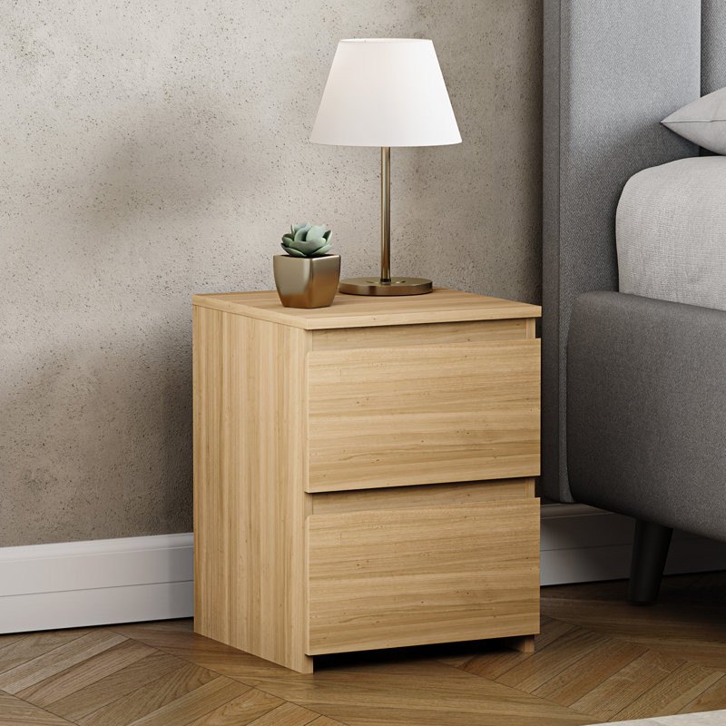 Cunha 29.5cm W Particle Board / Chipboard Bedside Table, Pine