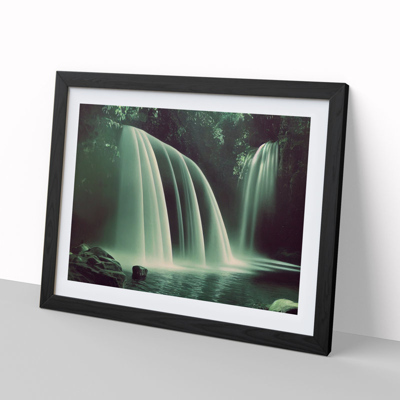 Captivating Waterfall - Single Picture Frame Print, Black, 46cm H x 64cm W x 2cm D