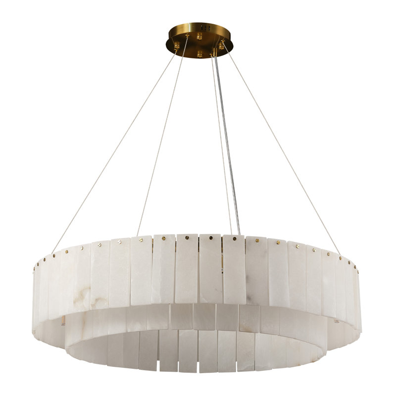Monzerrad 31" 10 - Light 2 - Tier Alabaster Dining Room Gold Chandelier Pendant Lights(Bulbs Included)