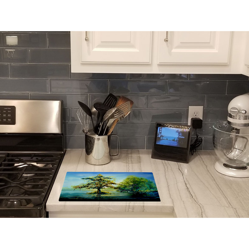 Cypress Tree in the Bayou Blue Glass Cutting Board