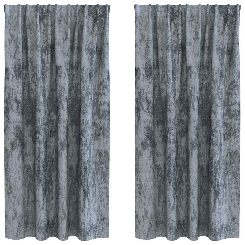 Curtain With Curtains 2 Pcs Velvet, Silver Grey, 140cm Width x 175cm Drop