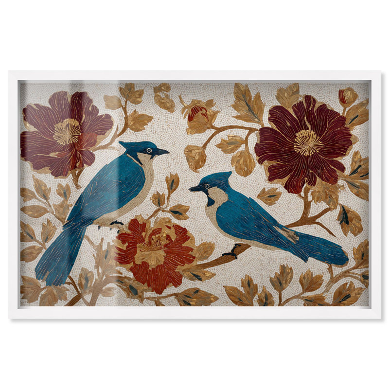«Blue Jays I», reproduction d'art rétro par Art Remedy, H 11 po x l 16 po, Blanc