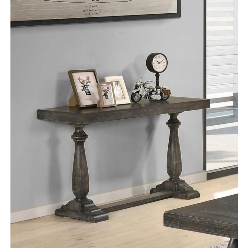 50" Transitional Solid Wood Console Table, Gray