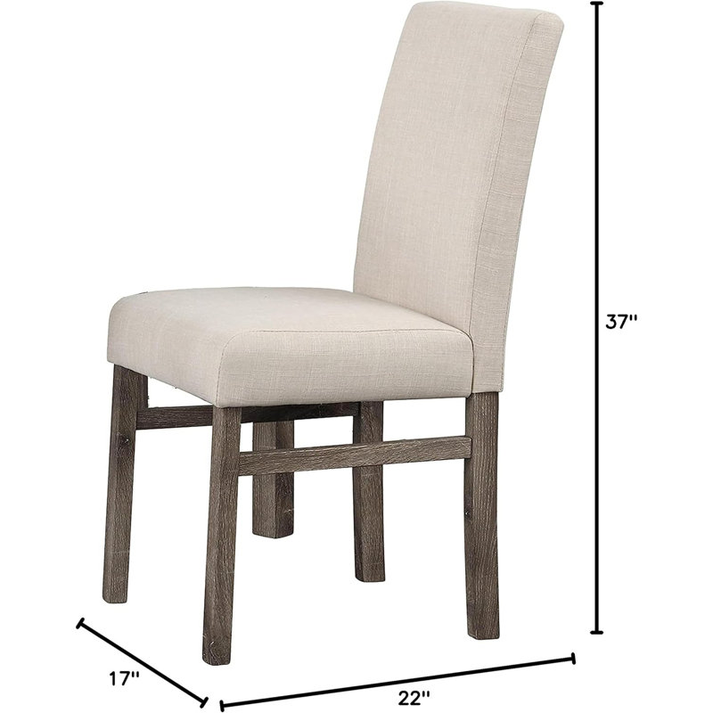 Ensemble de 2 chaises d'appoint transitionnelles en lin beige pour la cuisine et la salle à manger