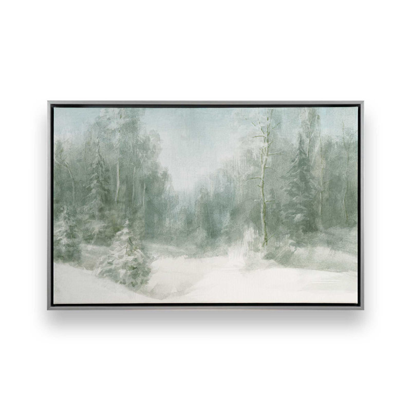 Imprimé paisible forêt givrée, Cadre argenté, H 20,75 po x l 30,75 po x P 1,75 po