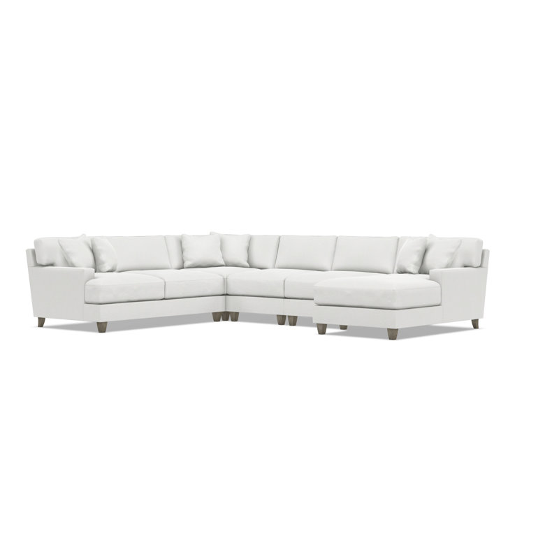 Mila Sectional, 33.5" H x 137" W x 107" D, Right Hand Facing, White Polyester Blend
