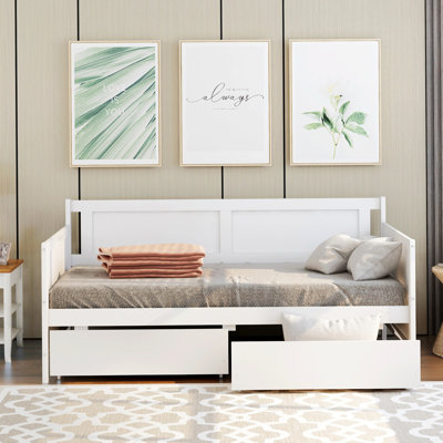 Reese Daybed With Two Drawers,Twin size Sofa Bed,Storage Drawers,Guest Bed by Lark Manor