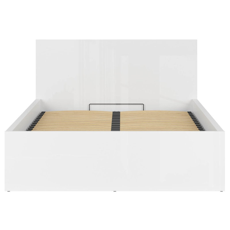 Aristocles Ottoman Bed with Headboard, European Double (140 x 200cm), White