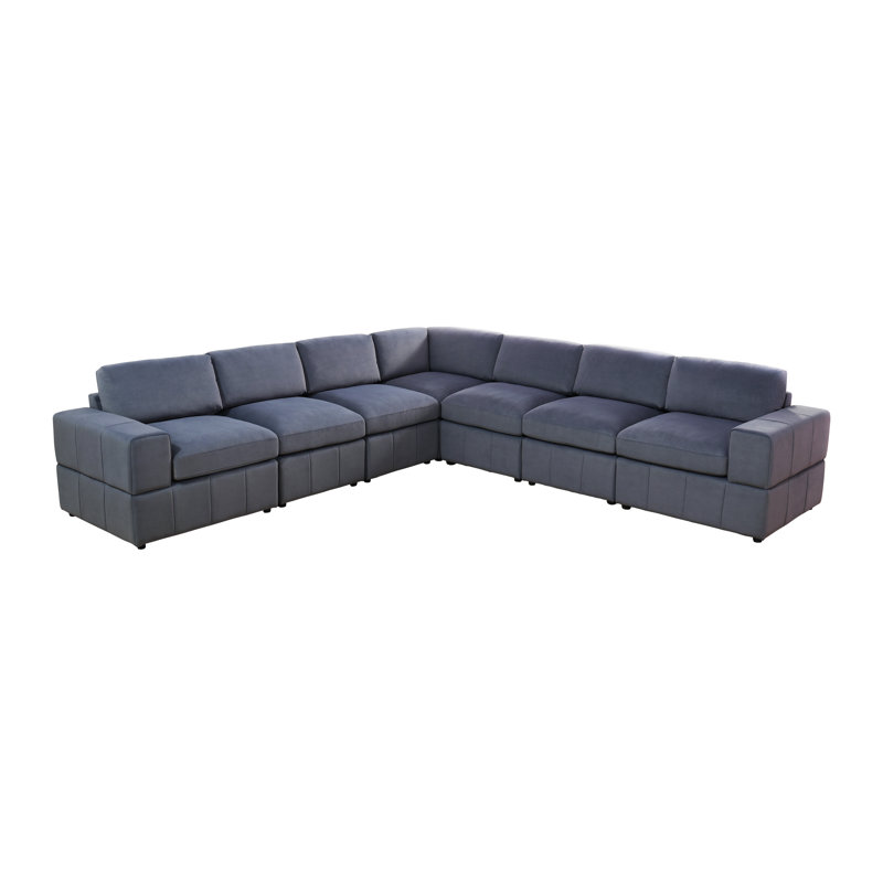 Ensemble de canapé modulaire réversible Premium, Microfibres et suédine gris foncé, H 36 po x l 129 po x P 129 po