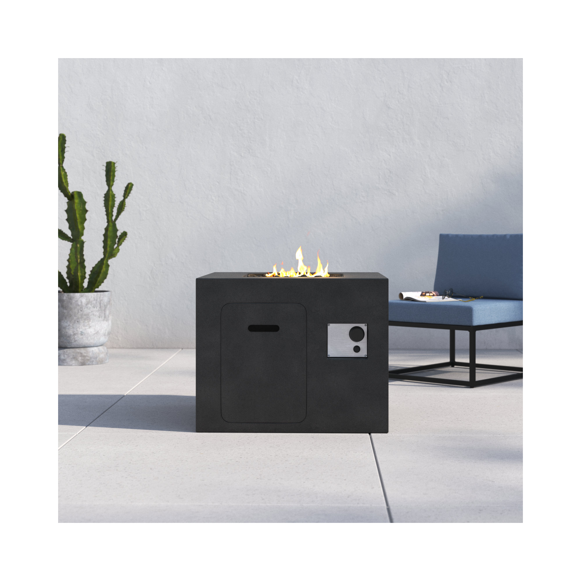 Lennart Square Fire Pit, Charcoal