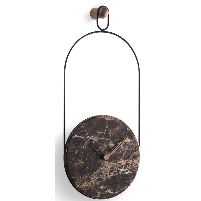 Eslabon Marble Wall Clock, Emperador Marble/Black