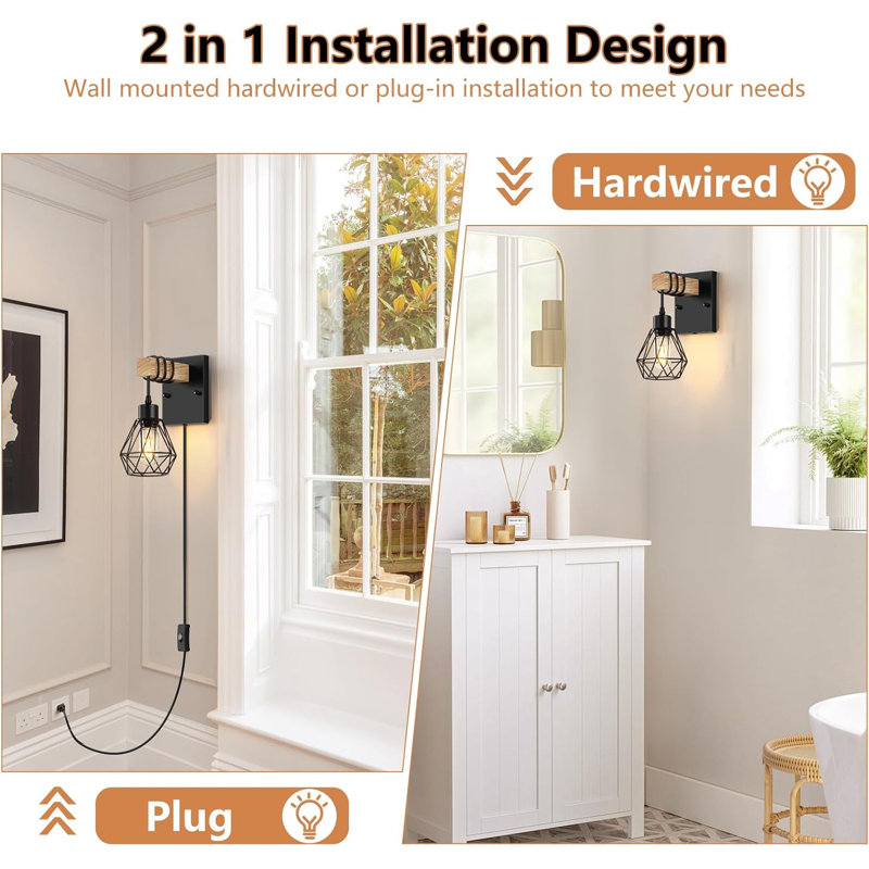 Retro Wooden Light Strip Plug Wire