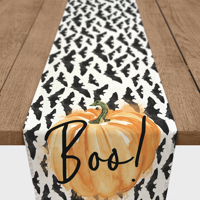 Harold Geometric Halloween Table Runner, 90" L x 16" W