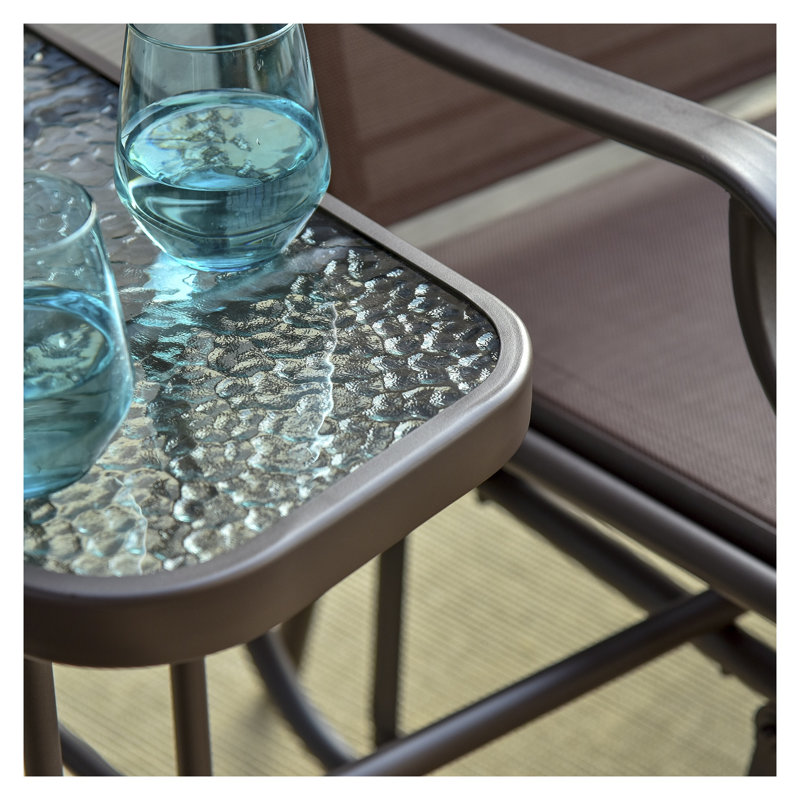 Fauteuil à bascule extérieur 2 places Outsunny avec table basse, structure en acier et toile respirante pour jardin, terrasse et véranda, couleur marron café