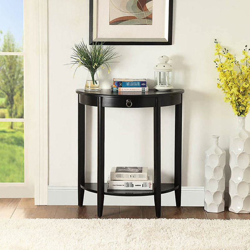 Console demi-lune noire - Complète la décoration intérieure avec une tablette fonctionnelle de rangement