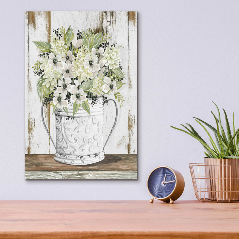 «White Floral Dreams» par Cindy Jacobs, art mural en verre acrylique, H 16 po x l 12 po x P 0,13 po