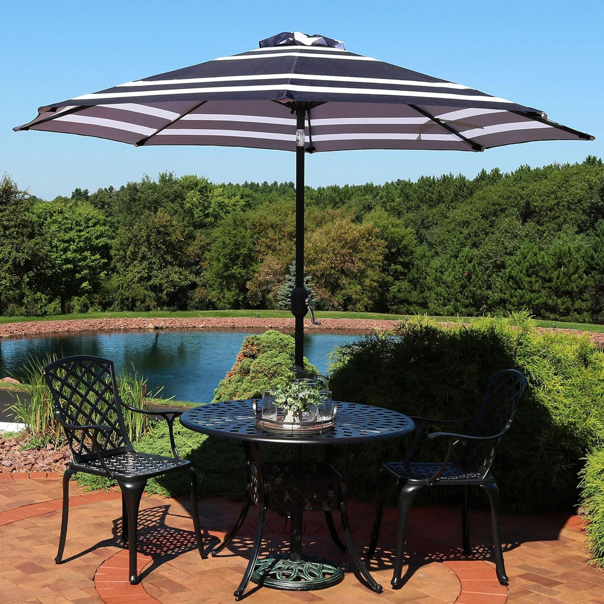 Ivy Bronx Loueen 4'' Market Umbrella with Crank Lift Counter Weights ...