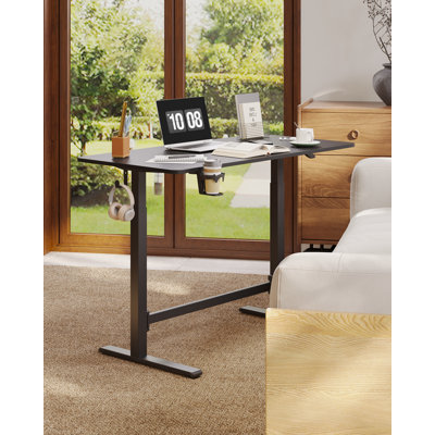 Gas Spring Adjustable Mobile Standing Desk With Wheels