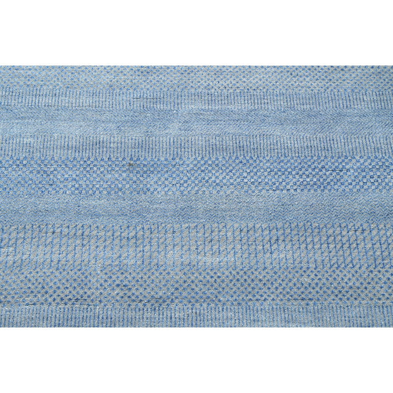 Tapis argenté et turquoise noué à la main de haute qualité