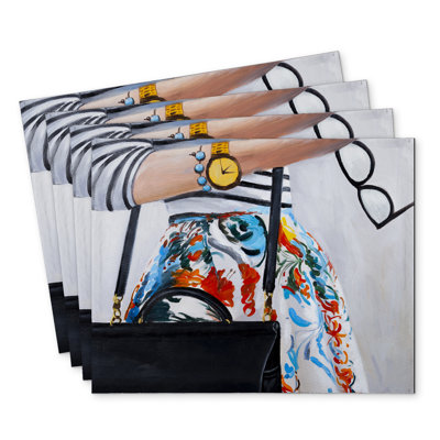 Fashionable Woman Placemat Set of 4 | Home Decor Polyester