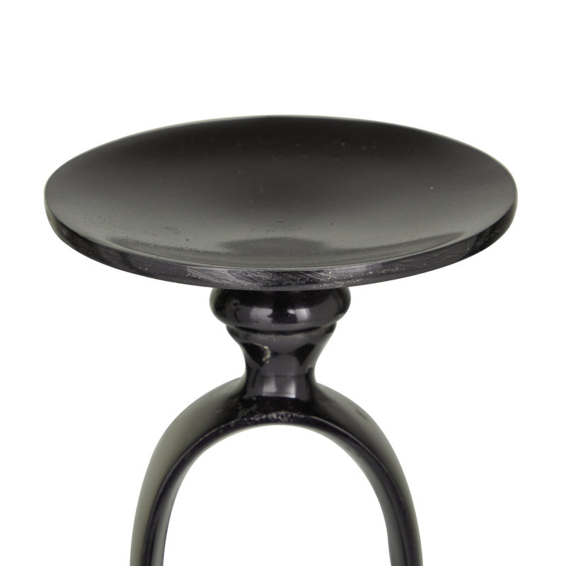 Black Aluminum and Marble Tabletop Candlestick Set