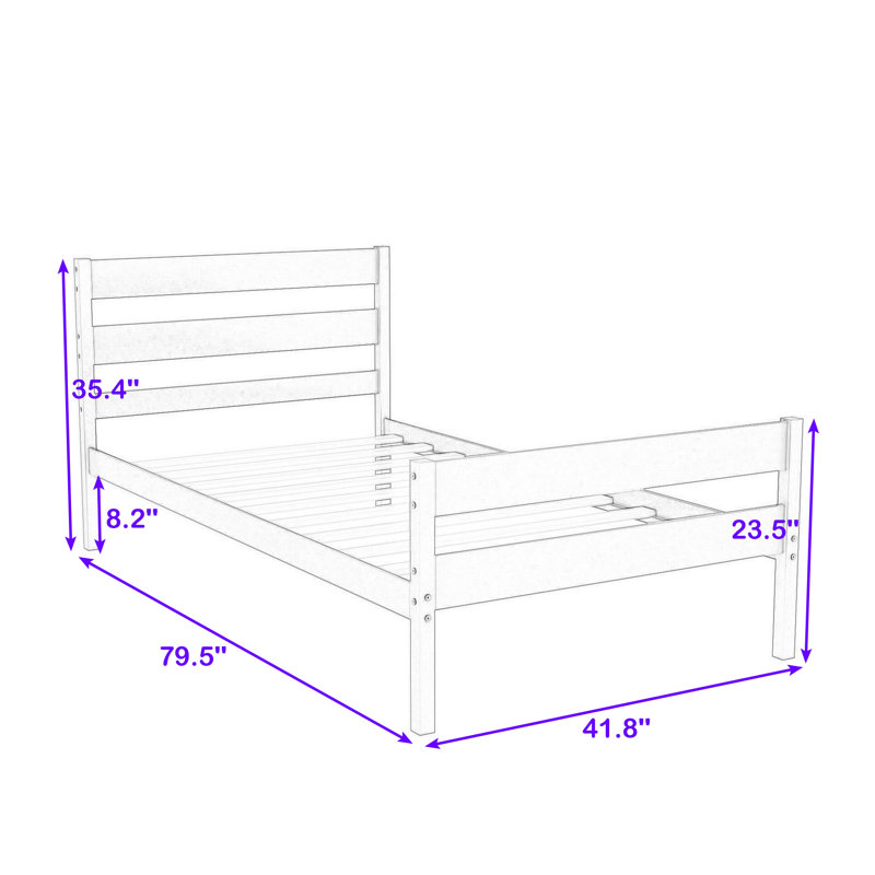 Lit plateforme en bois avec tête de lit et pied de lit Cyriah, Espresso, Simple