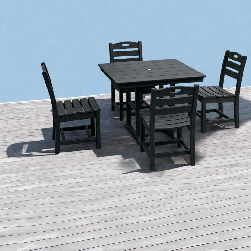 Space Saving Patio Dining Sets, Hdpe 5 Piece Modern Set For Patio Home