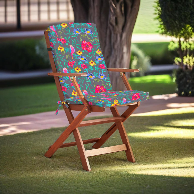 Seat / Back Cushion, Gray/Pink/Yellow Floral