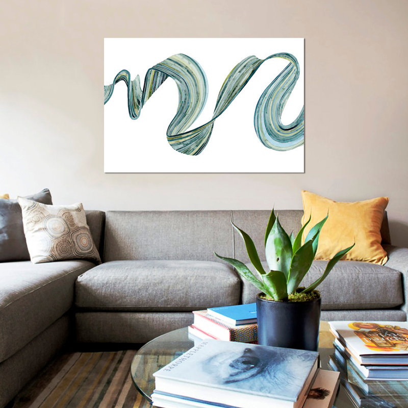 «Ribbon Stream I», reproduction sur toile, H 40 po x l 60 po x P 1,5 po, Toile tendue, Pas de tapis
