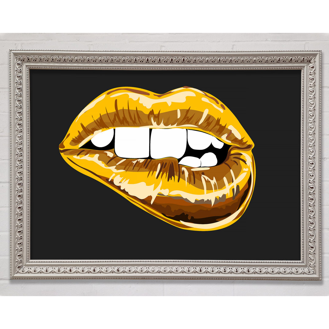 Gold Lip Bite - Einzelner Bilderrahmen Kunstdrucke